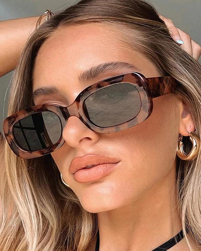 

1Pair Oval Frame Tinted Fashion Sunglasses, Leopard