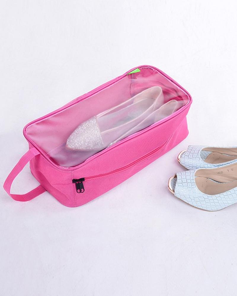 

Zipper Decor Transparent Waterproof Shoes Organizer, Hot pink