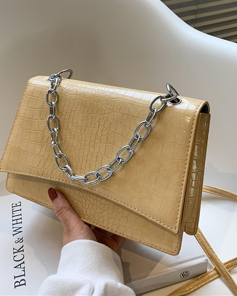 

Chain Strap Croc Embossed Crossbody Bag, Yellow