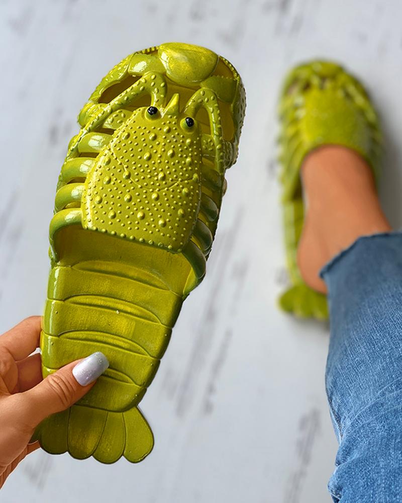 

Cray Pattern Close Toe Slider Sandals, Green