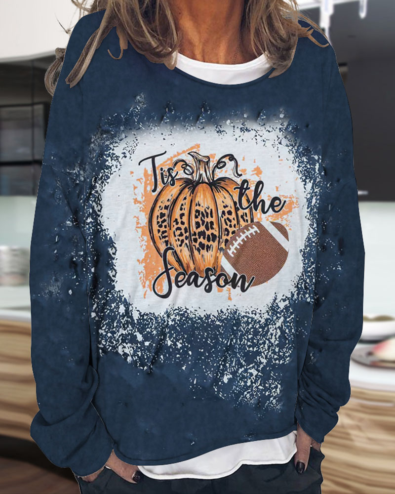 

Halloween Pumpkin Print Long Sleeve Top, Blue