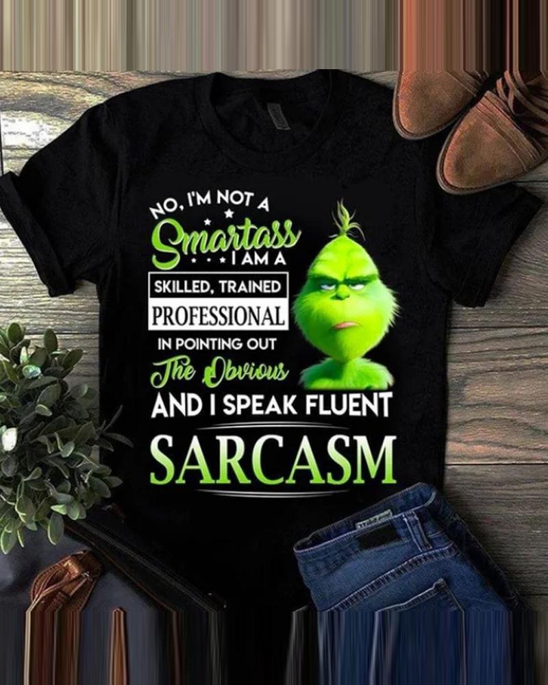 

Christmas Letter Grinch Print T-shirt, Black