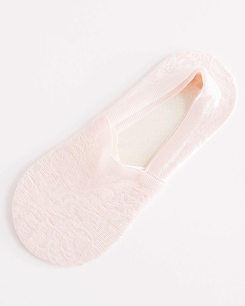 

1Pair Short Crochet Lace Non Slip Socks, Pink