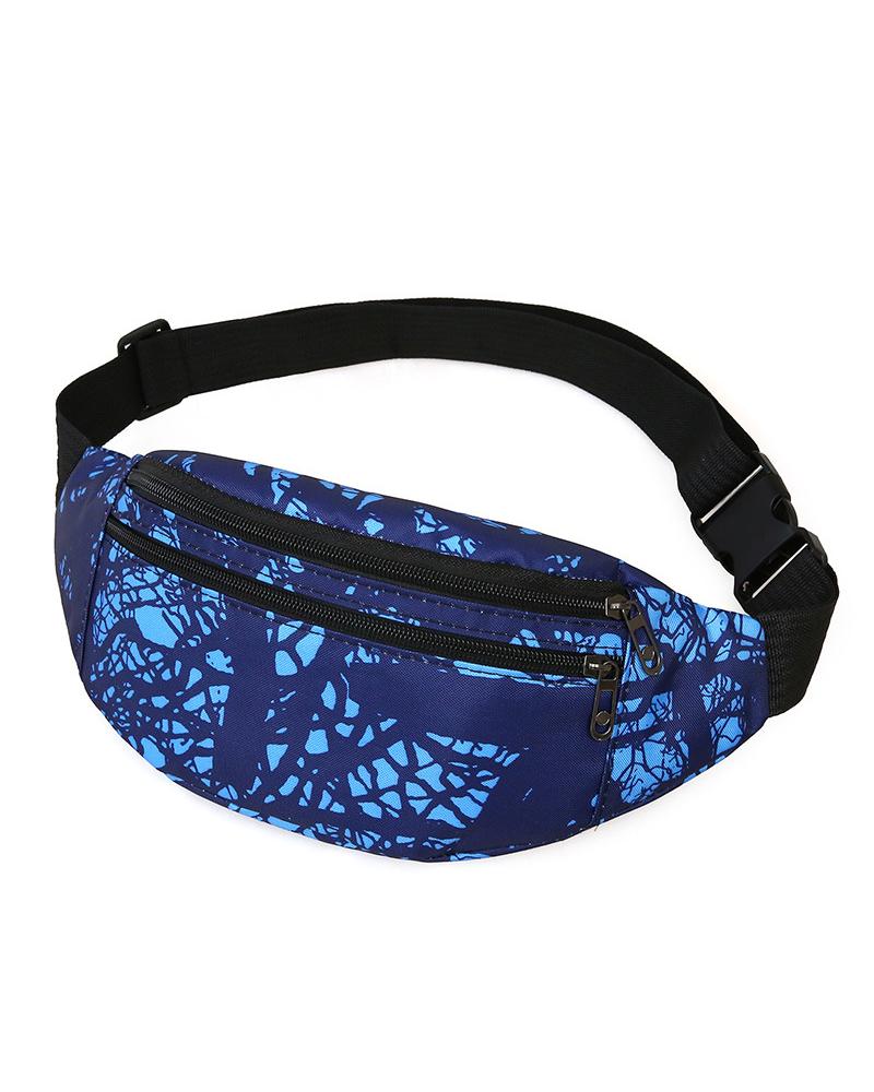 

Feather Print Zipper Design Phone Waist Fanny Pack, Style2