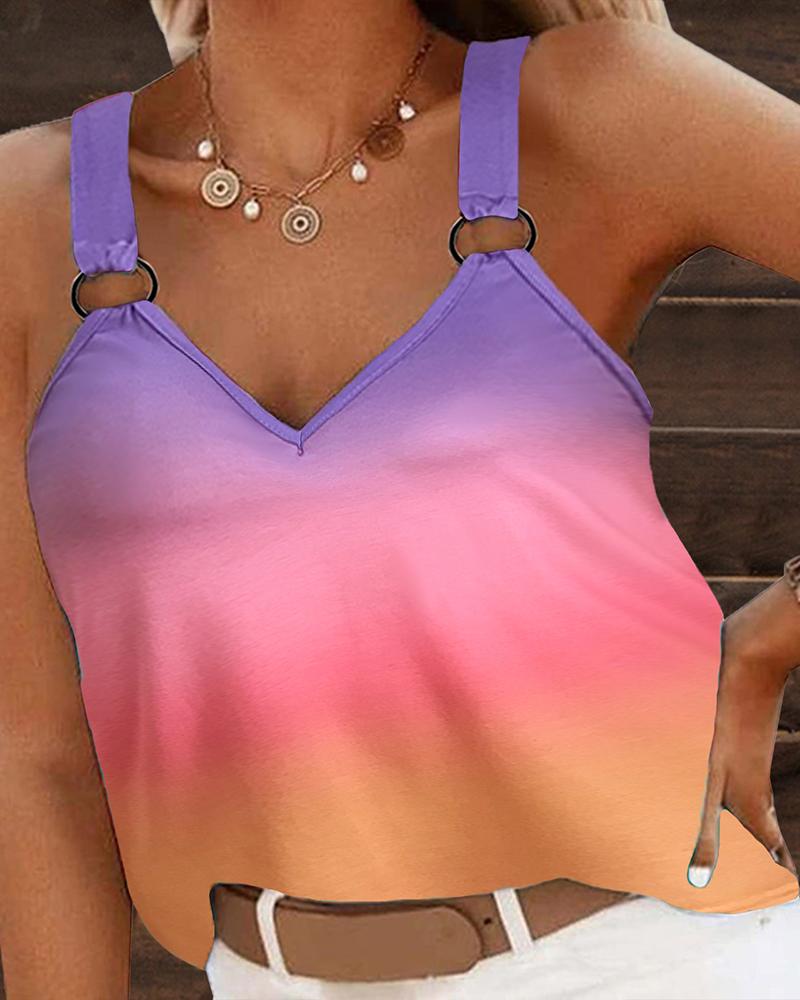

Ombre V-Neck O-ring Cami Top, Purple