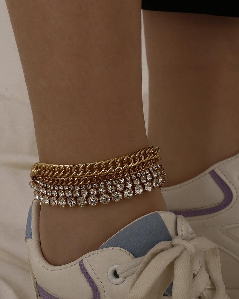 

Studded Chain Anklet, Gold