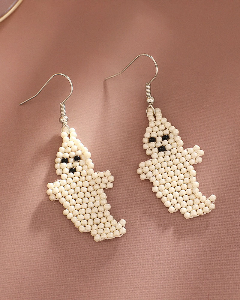 

1Pair Halloween Beaded Ghost Drop Earrings, Style3