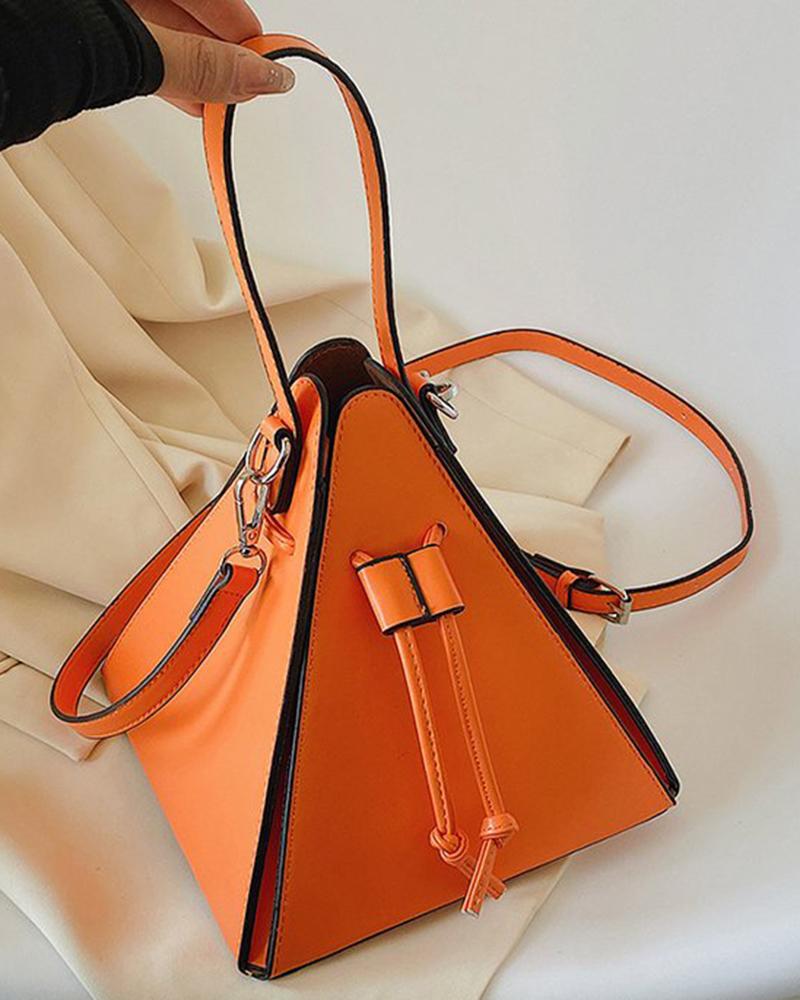 

Drawstring Triangle-Shaped Handbag Fashionable Crossbody Bag, Orange
