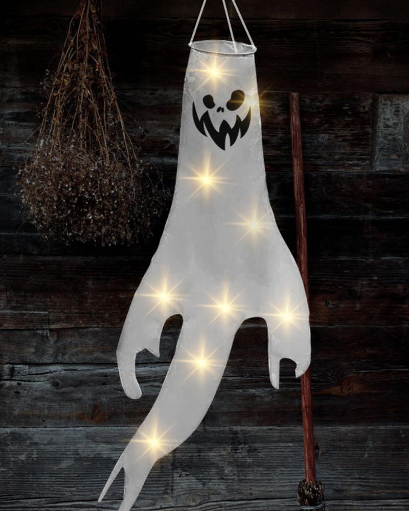 

Halloween Ghost Windsocks Hanging Decoration Ornaments Spooky Hanging Flag Outdoor Patio Garden Yard Tree Home Party Supplies, White