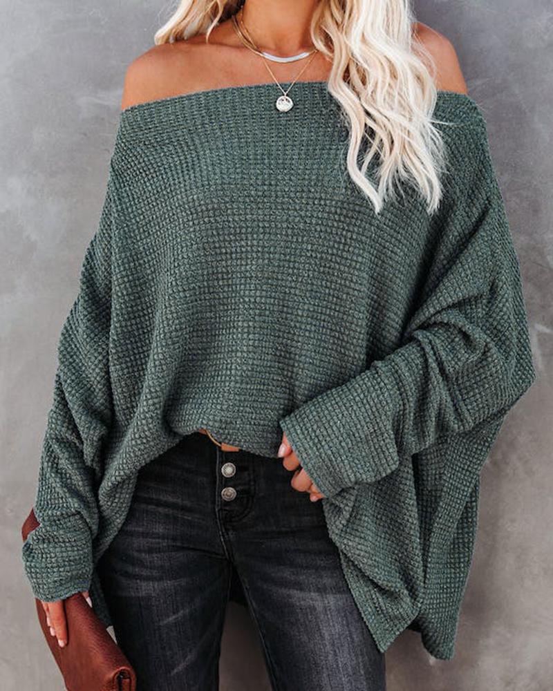

Batwing Sleeve Round Neck Top, Dark green