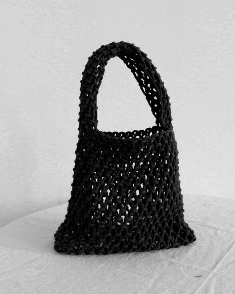 

Crochet Hollow Out Beach Handbag, Black