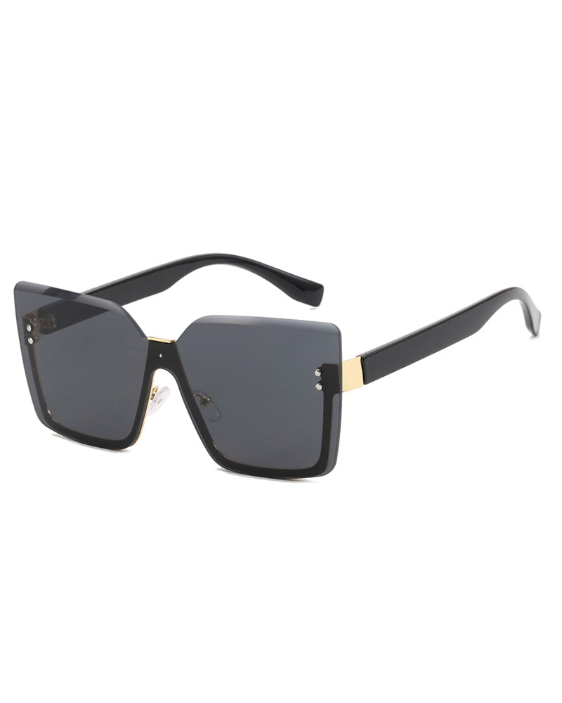 

1Pair Trendy Leopard Square Rimless Sunglasses, Black