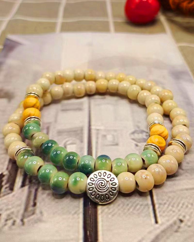 

1pc Double-Layered Cross Beaded Bracelet, Style6