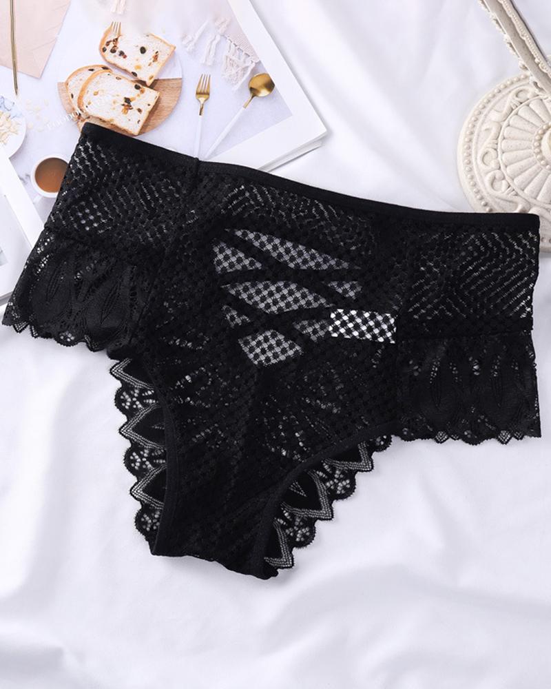 

Crisscross Back Crochet Lace Panty, Black