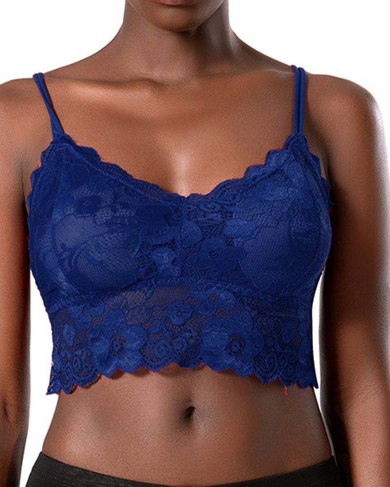 

Dual Strap Push Up Lace Bralette, Blue