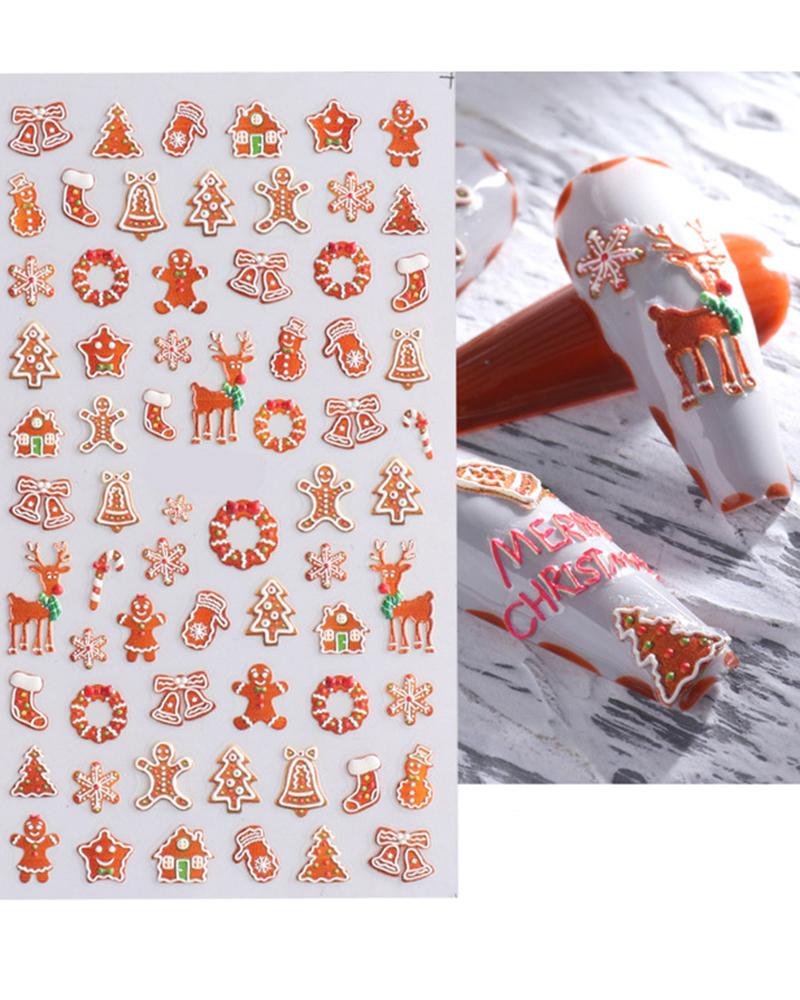 

1 Sheet 5D Christmas Santa Snowflake Tree Gel Nail Art Stickers, Style5