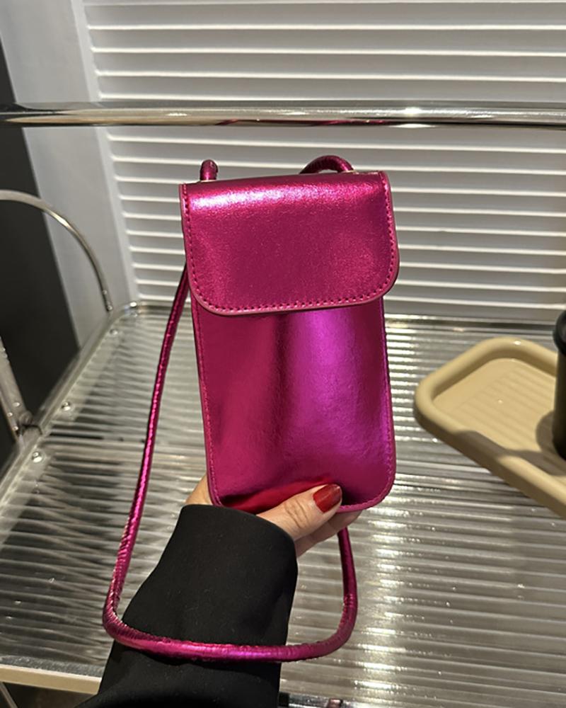 

Fashionable Flap Crossbody Phone Bag, Hot pink