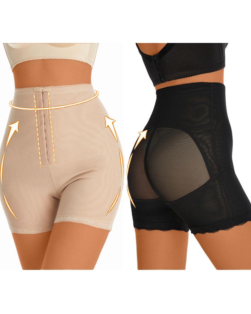 

Sheer Mesh Butt Lifting Double Hook Front Shapewear, Apricot