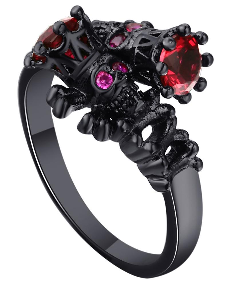 

1pc Halloween Skull Crown Opening Ring, Black