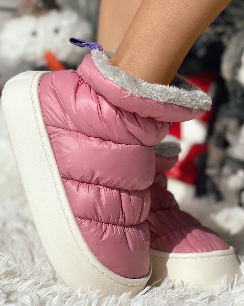 

Quilted Lined Puffer Boots, Pink