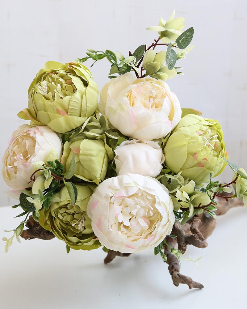 

Artificial Peonies Flowers Faux Peony Bouquet Outdoor Flower Arrangement Wedding Table Centerpiece Decorations, Green