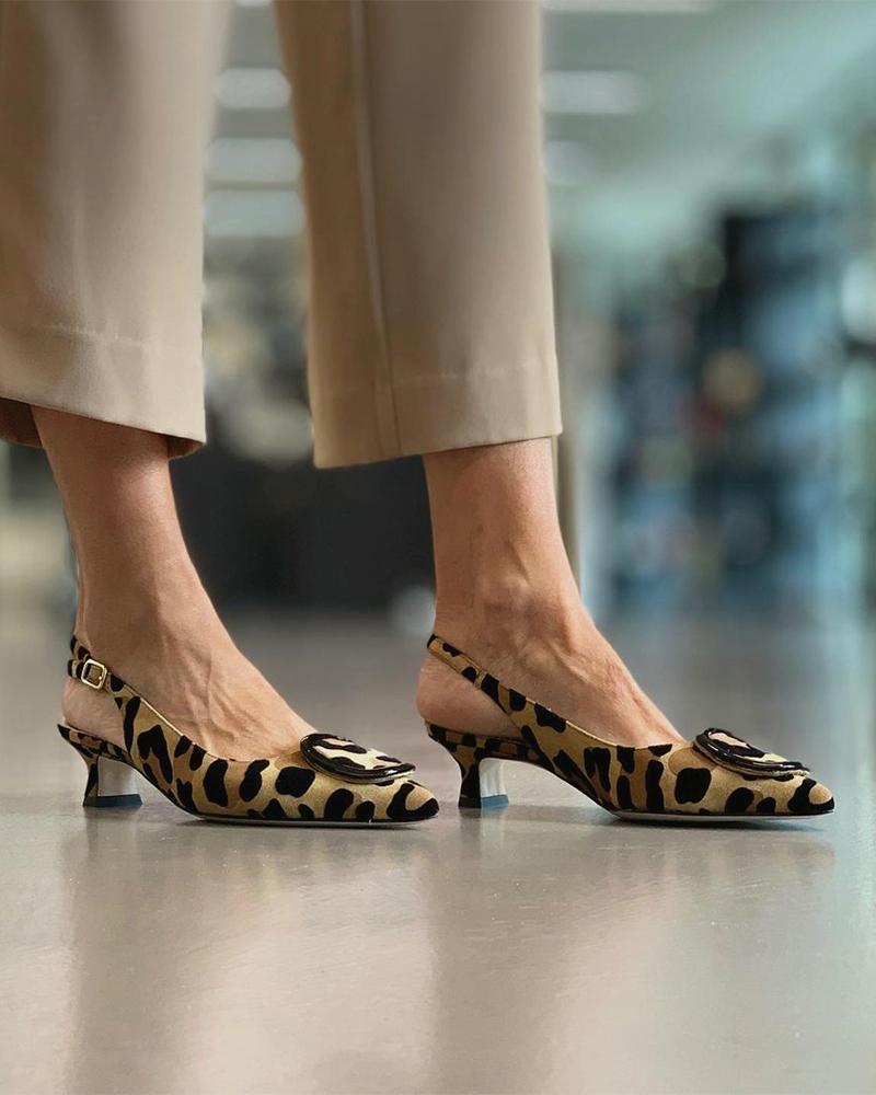 

Leopard Pointed-toe High Heel Sandals Slip-on
