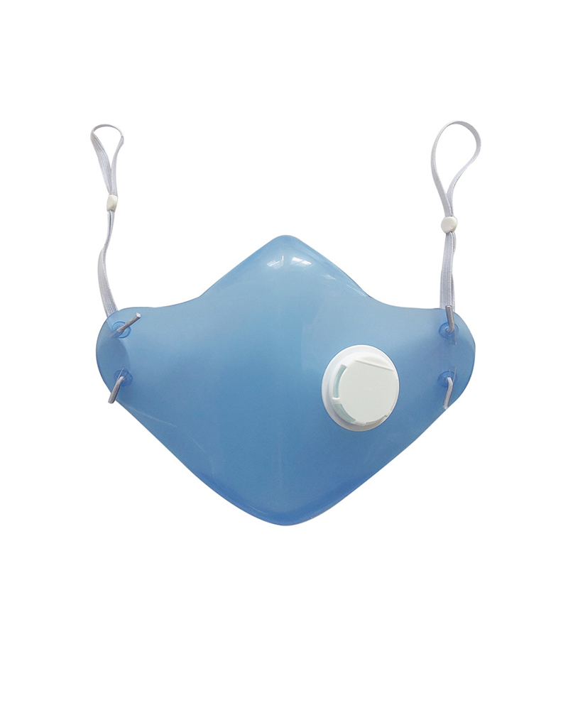 

Silicone Plain Face Mask With Valve, Blue