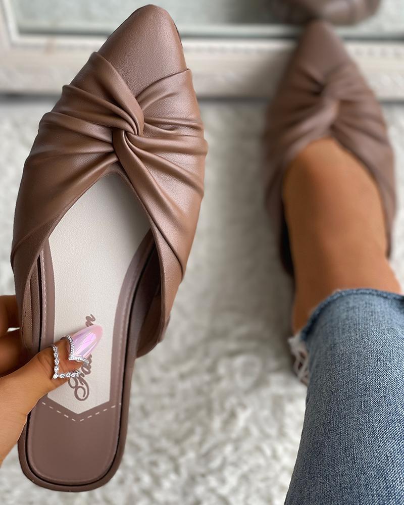 

Twisted Pointed Toe Slide Slipper, Coffee