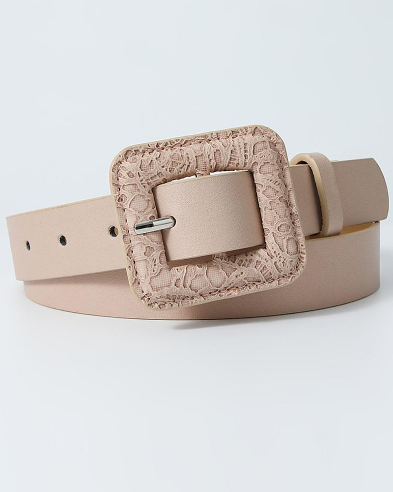 

1pc Vintage Square Buckle Belt, Pink