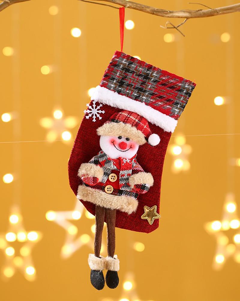 

Christmas Stocking Large Xmas Ornament Santa Snowman Reindeer Character For Family Holiday Decorations, Style2