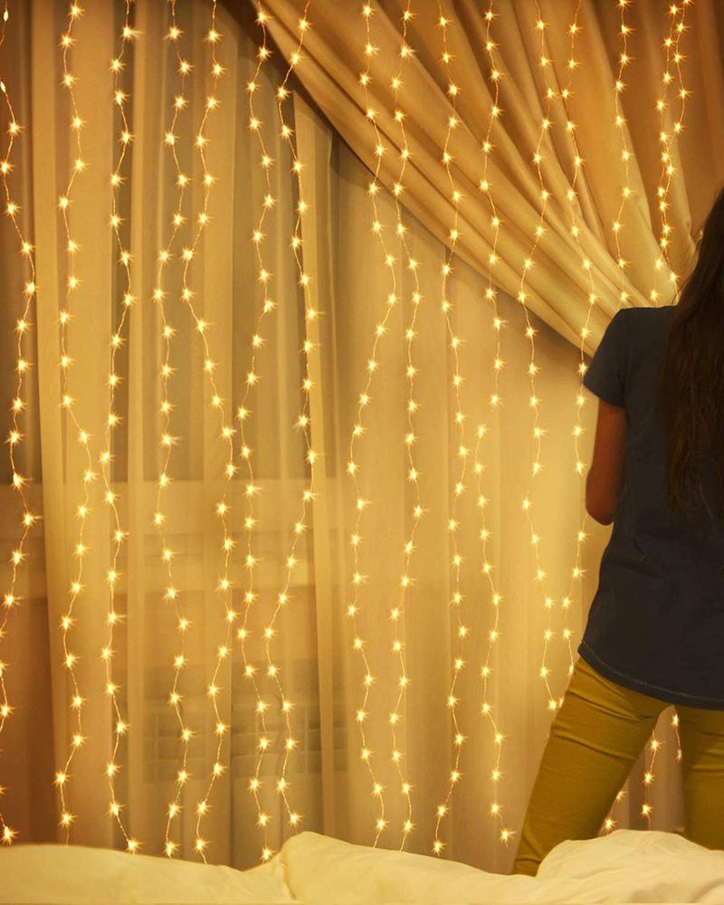 

LED Curtain String Light 300 LED Window Curtain String Light Wedding Party Home Garden Bedroom Outdoor Indoor Wall Decorations, Style1