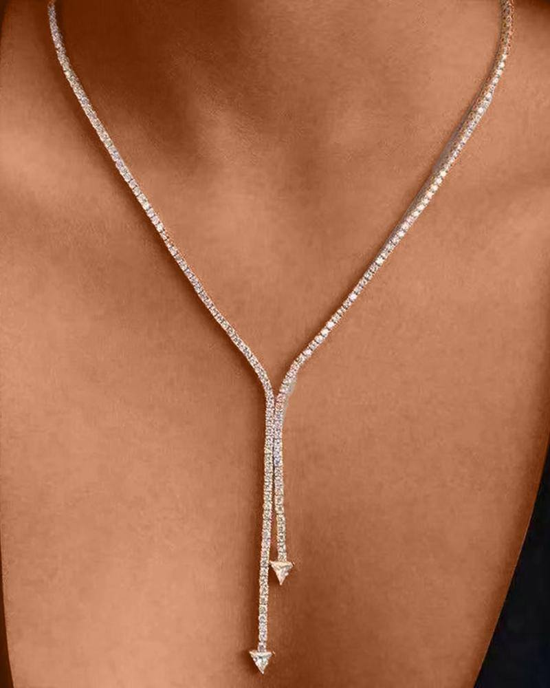 

1pc Minimalist Rhinestone Tassel Arrow Pendant Necklace, Gold