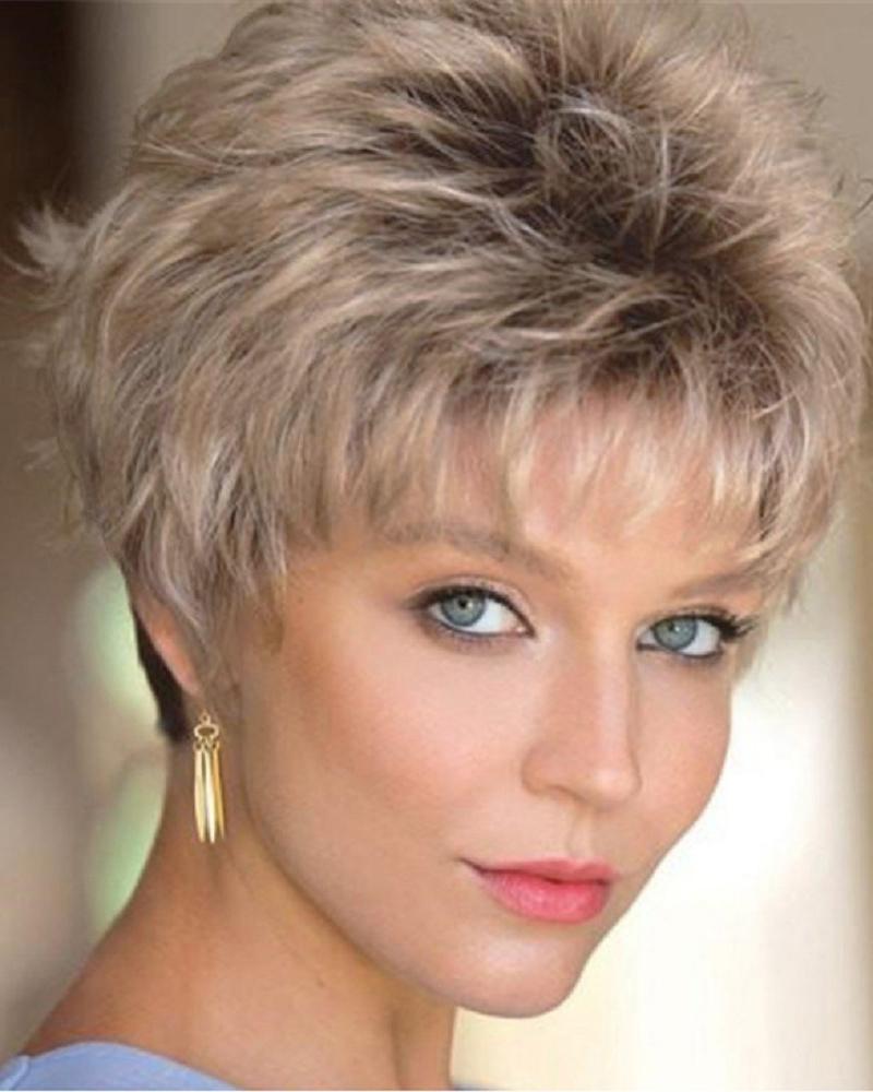 

Short Blonde Pixie Cut Hair Wig Natural Looking Synthetic Wigs, Gold
