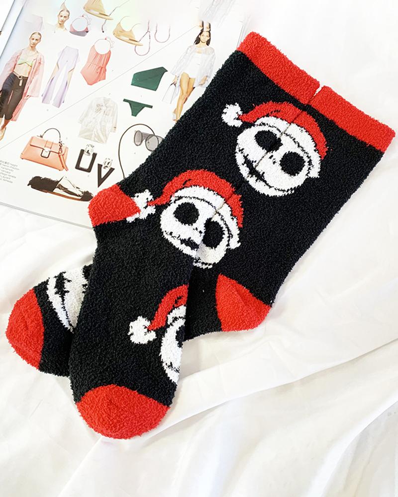 

1Pair Christmas Graphic Pattern Fuzzy Thermal Socks, Style1