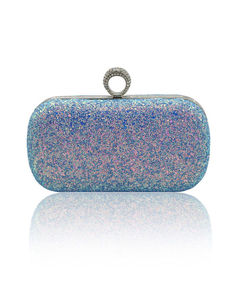 

Full Sequins Ring Clutch Purse Evening Bag, Blue