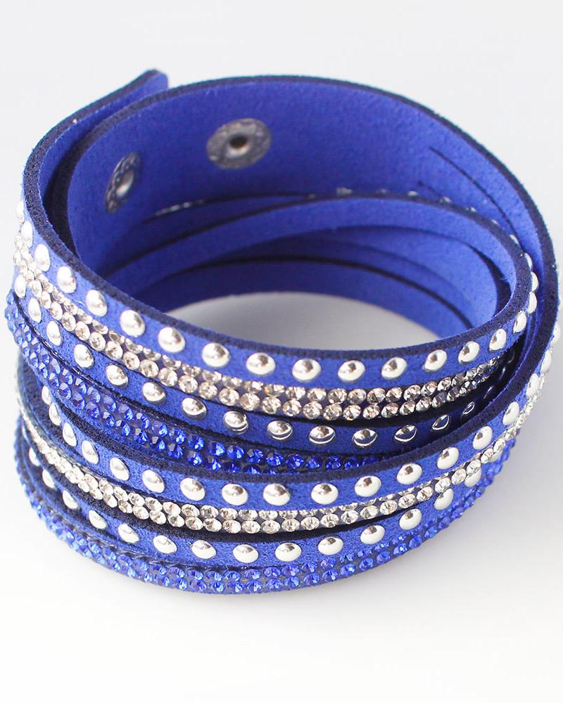 

1pcs Leather Multi-layer Wide Bracelet, Blue