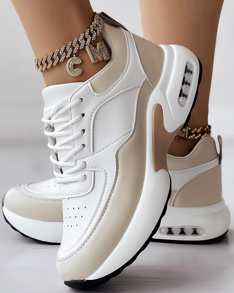 

Breathable Lace-up Sports Sneakers, Khaki