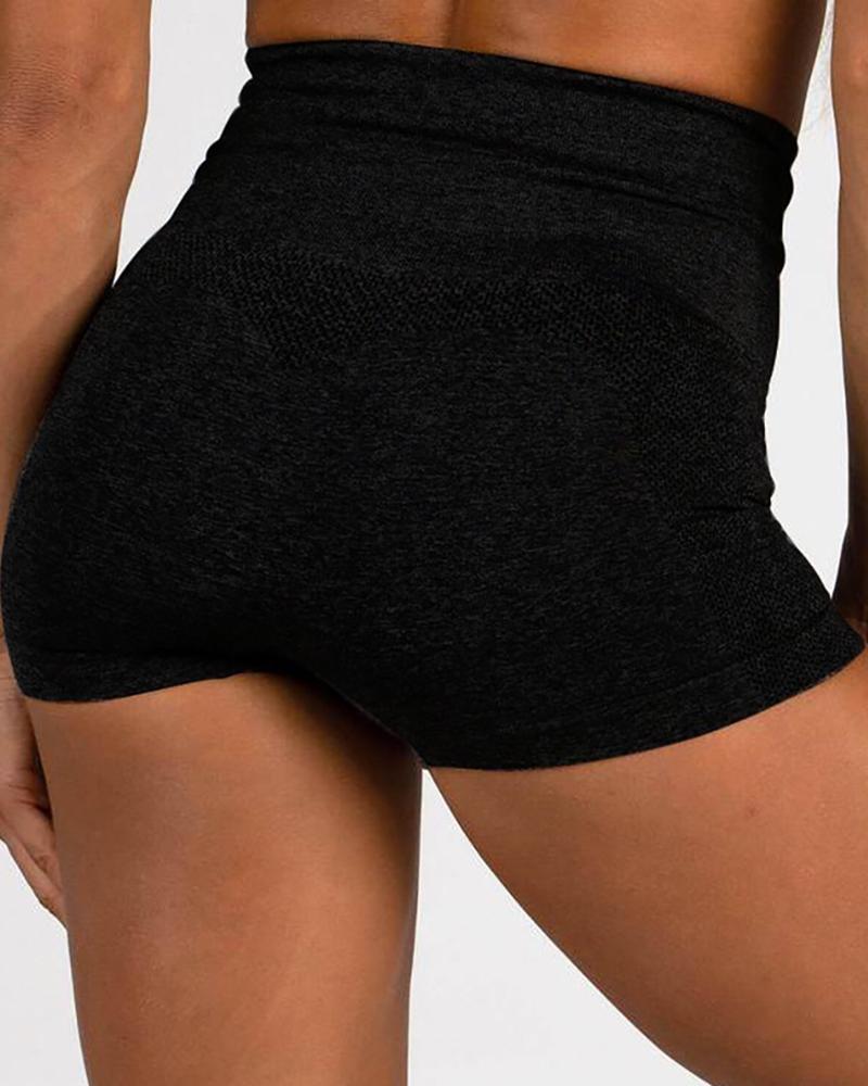 

High Waist Solid Sporty Shorts, Black