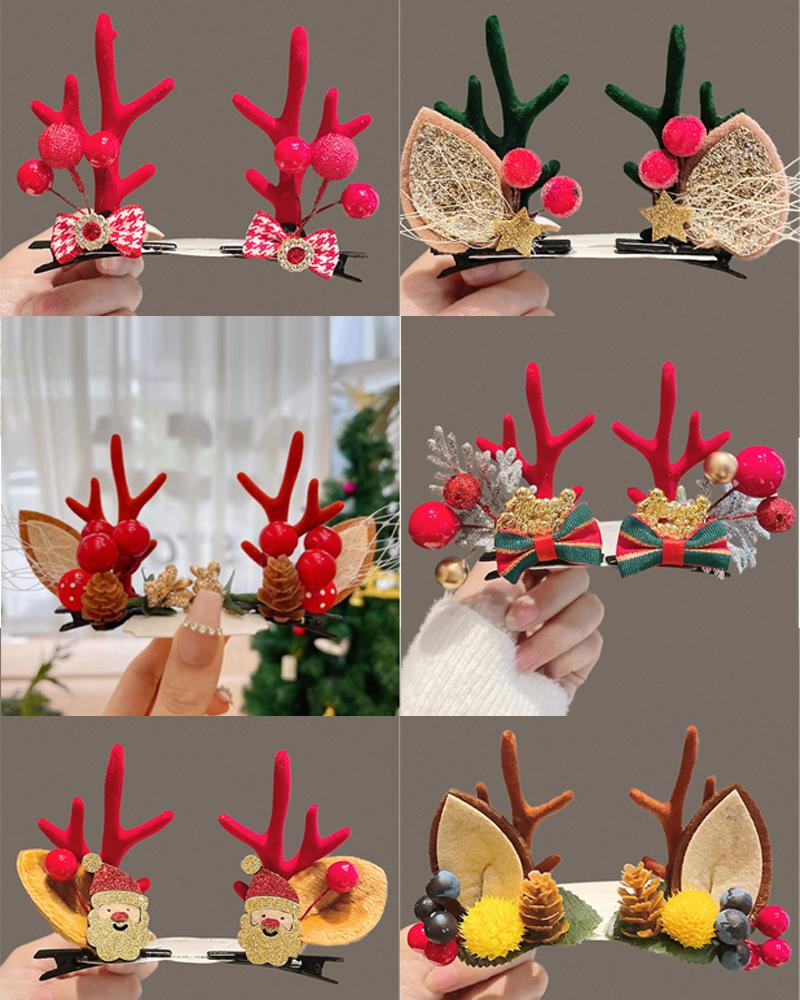 

1Pair Christmas Hair Clips Antlers Hairpins Hair Accessories Headpiece Party Ornament Xmas Gift, Style6