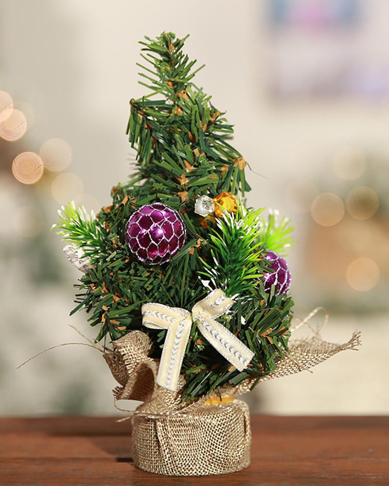

Mini Desktop Christmas Tree Decoration Ornament for Home Party Xmas, Purple