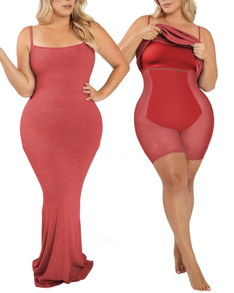 

Tummy Control Butt Lifting 2-In-1 Shapewear Dress, Red