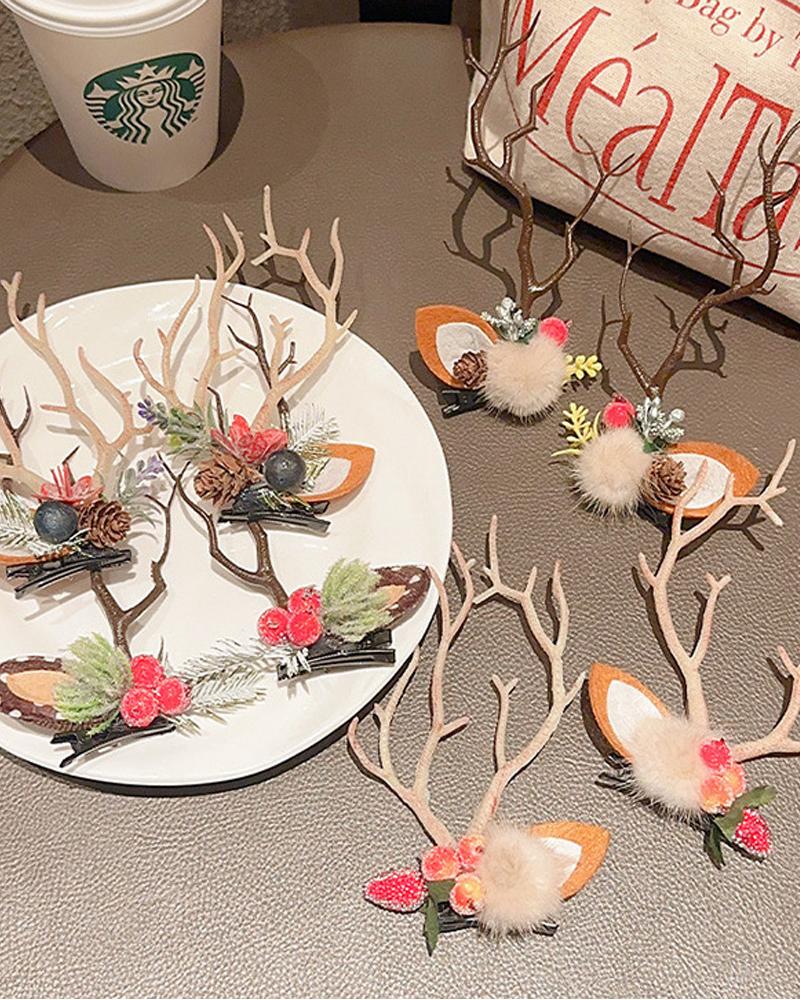 

1Pair Christmas Hair Clips Antlers Hairpins Hair Accessories Headpiece Party Ornament Xmas Gift, Style3