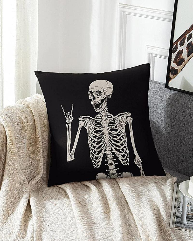 

Pillow Covers Decorative Funny Human Skeleton Posing Isolated Over Black Bulk with Zippered Square Pillow Case for Home Bed Couch Sofa Car, Style1