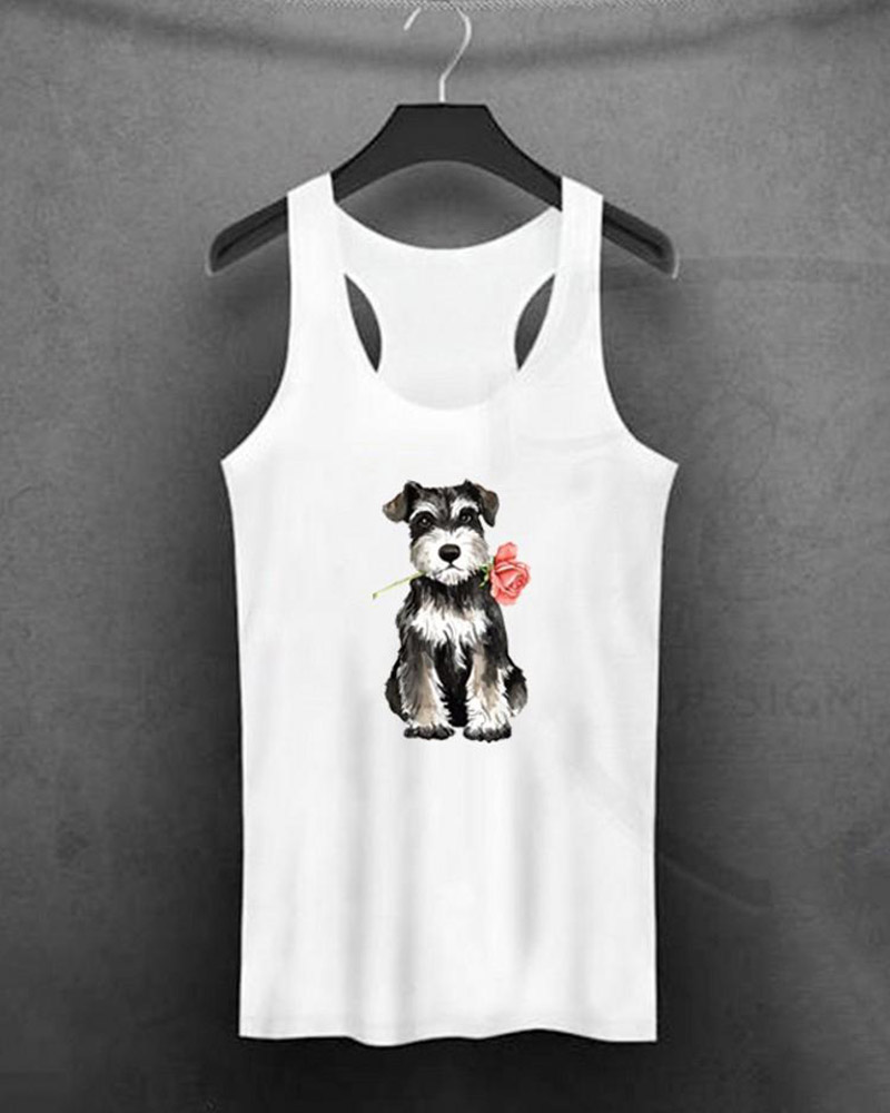 

Casual Cute Dogs Tank Tops, White