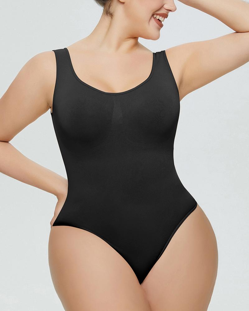 

Push Up Butt Lifting Tummy Control Seamless Crotchless Shapewear Bodysuit, Black