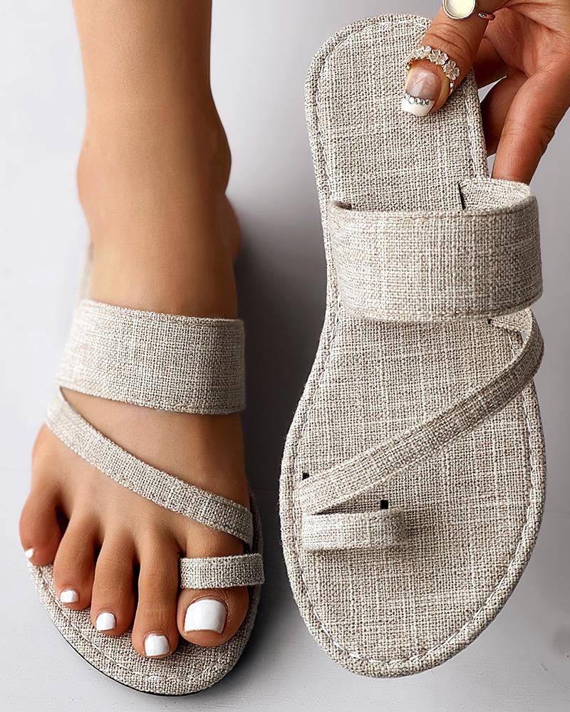 

Toe Ring Summer Casual Flip Flops, Apricot