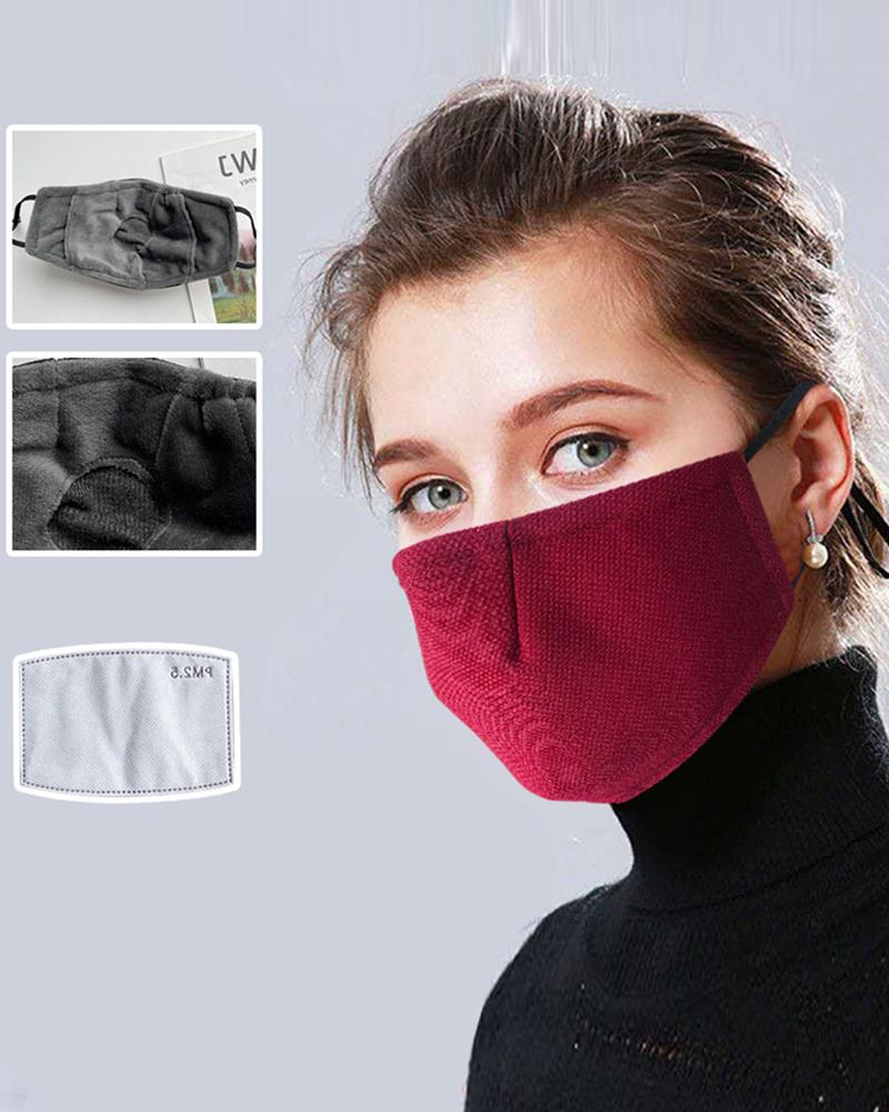 

Plain PM2.5 Filter Face Mask, Wine red