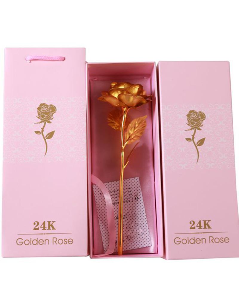 

1pc Mother's Day Girlfriend Wedding Guest Birthday Anniversary Gift Golden Foil Artificial Rose, Gold