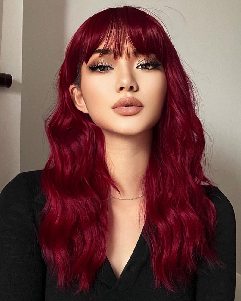 

22 Inch Wavy Synthetic Hair Wig With Bangs, Style1