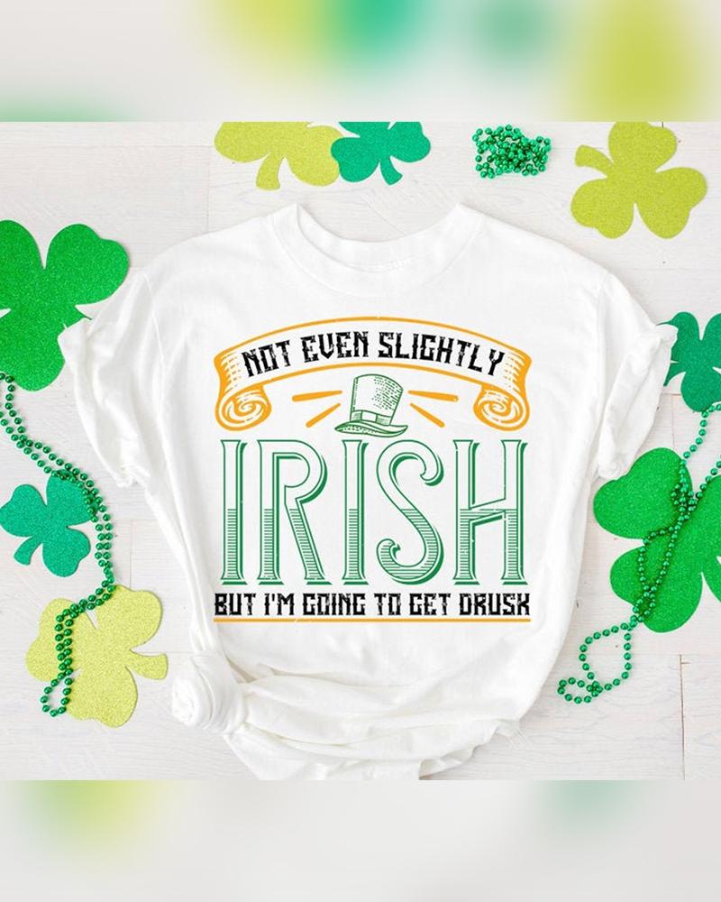 

St. Patrick's Day Letter Print Short Sleeve T-shirt, White